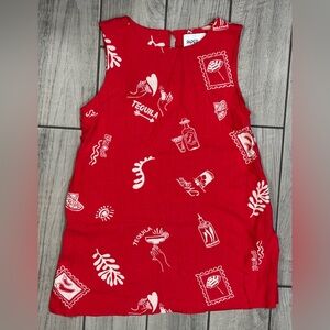 Anthropologie|Paper Heart Mini Dress Red Linen Blend Mexican Tequila Margarita|M